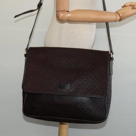 GUCCI Shoulder Bag Leather Brown Gold 223665 Auth - Picture 1 of 16